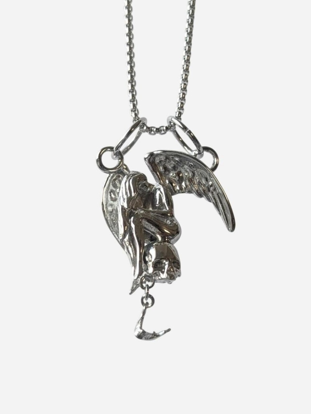 Hard Jewelry Weeping Angel stainless steel Necklace Angel Tears Skeleton Skull